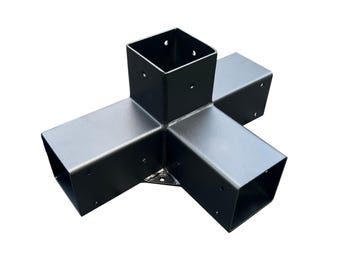 Heavy Duty 4-Way Pergola Bracket: 4x4 Beam, 1/8in Steel, DIY Friendly