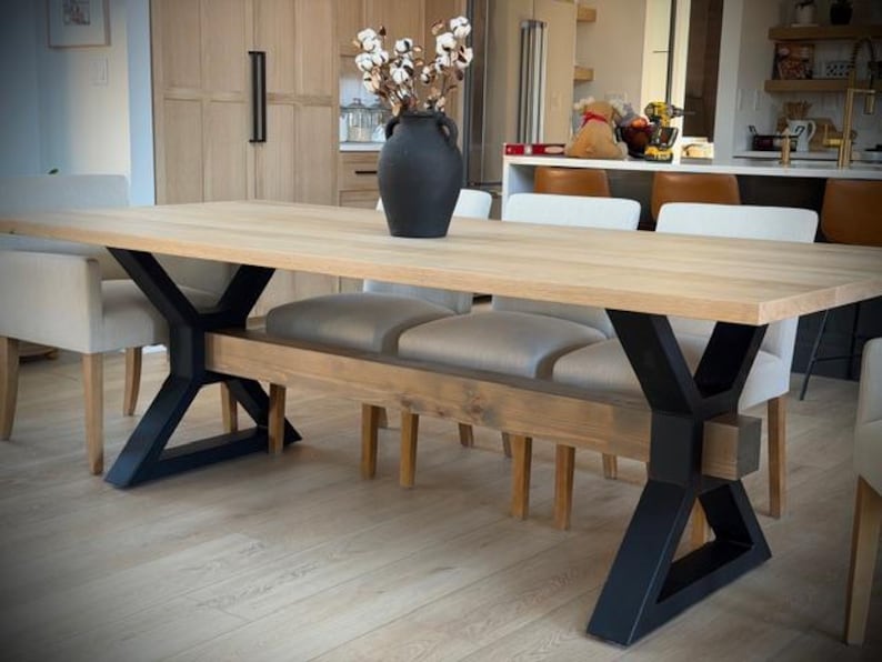 Farmhouse Table Legs: Metal X Frame with Center Cutout, 2x4 Steel Tube image 5