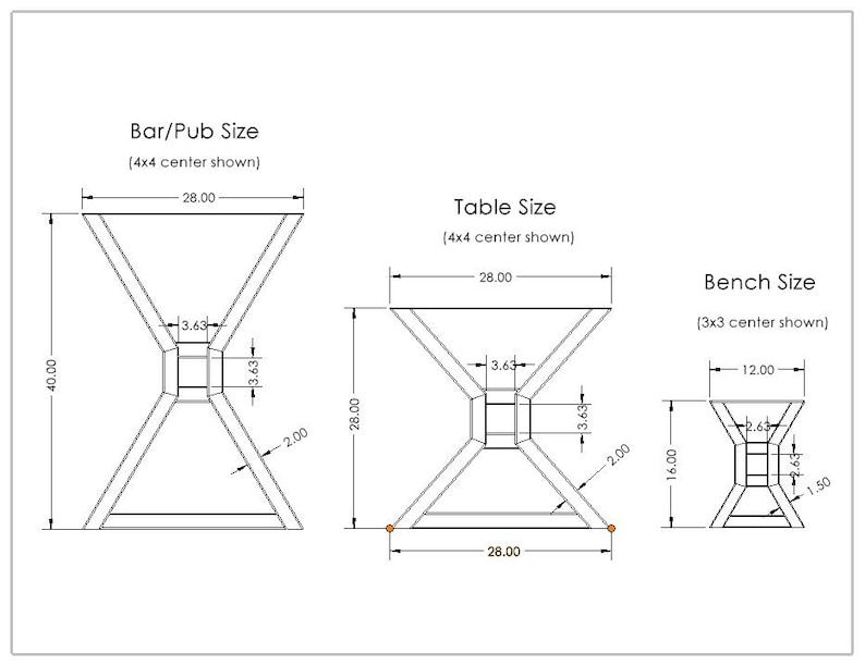 Farmhouse Table Legs: Metal X Frame with Center Cutout, 2x4 Steel Tube image 13