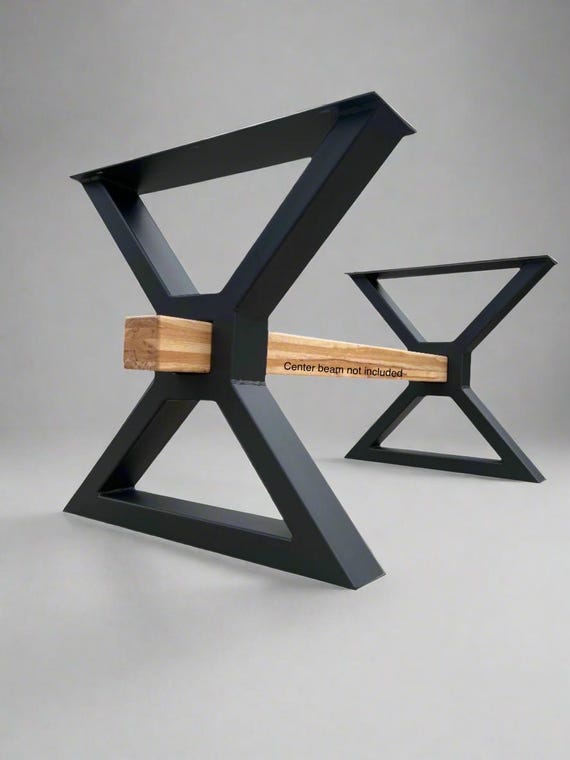 Farmhouse Table Legs: Metal X Frame with Center Cutout, 2x4 Steel Tube