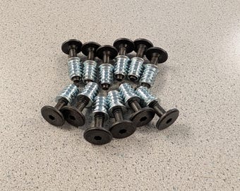 1/4 in Threaded inserts and Furniture Bolts. Pack of 8 or 12