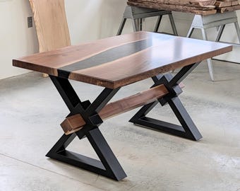 Diamond Farmhouse Table Legs: Heavy Duty Steel, Center Cutout
