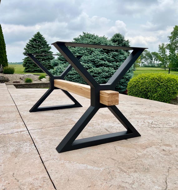 Farmhouse Table Legs, Metal X Frame, Industrial Rustic Style, Steel Base
