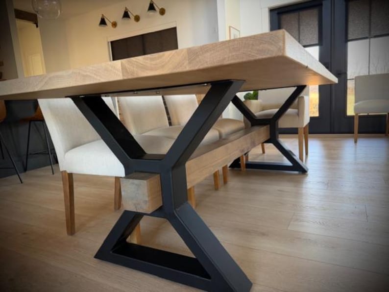 Farmhouse Table Legs: Metal X Frame with Center Cutout, 2x4 Steel Tube image 4
