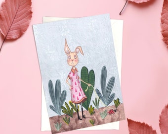 Fun Easter Bunny Card Illustration