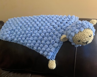 Crochet Baby Blanket Lambie (Baby Blue)