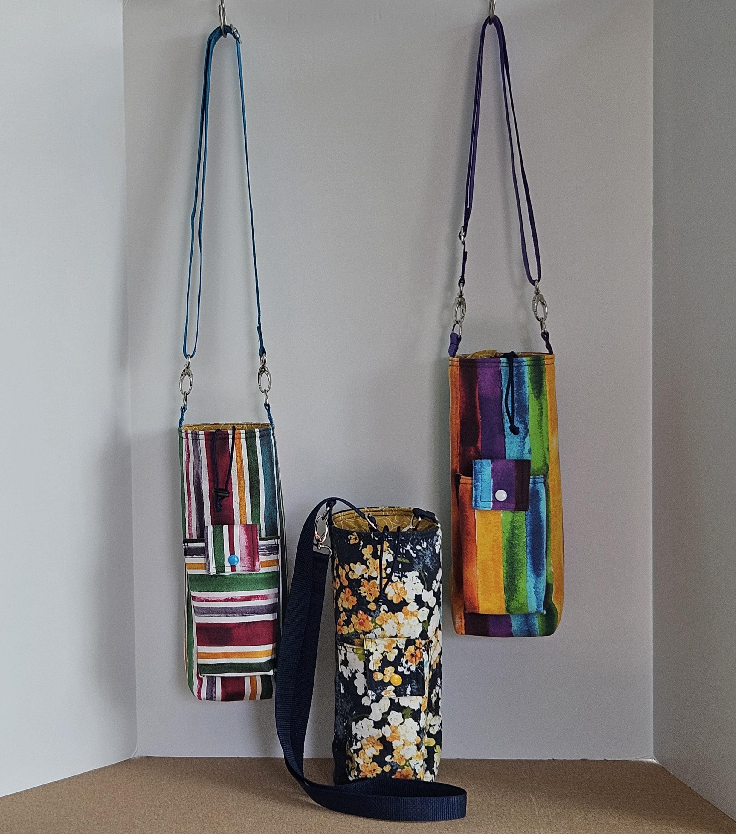 XL Hydration Bottle Sling Bag: Cotton Canvas with Cellphone Pocket