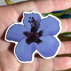 Lila Hibiskus Hawaii Kona Vinyl Aufkleber, wasserdichter Outdoor Qualität Aufkleber für Wasserflasche Laptop Tablet Telefon Auto Notebook