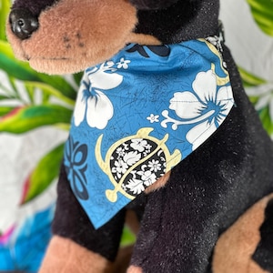 Bandana Hawajska dla Psa, Błękitny Tribal Morski Żółw Hibiskus, Akcesoria Dla Psów, Akcesoria Dla Zwierząt, Ubrania Dla Psów, Bandana Dla Psów, Bandana Dla Kotów