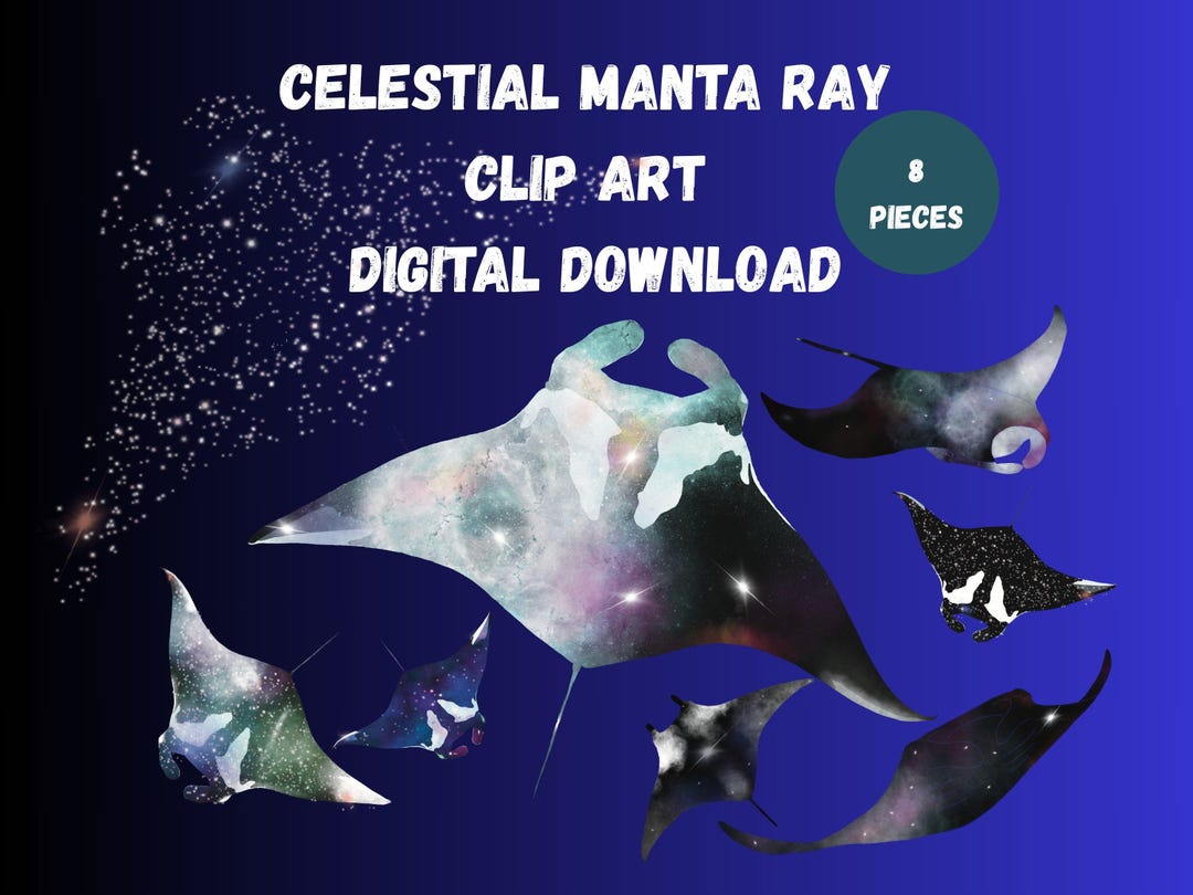 Celestial Manta Ray Clip Art File, PNG Transparent Background, JPG With ...