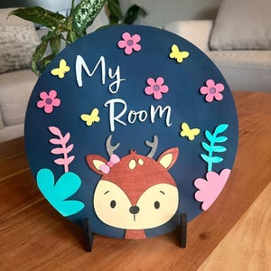 Personalized Deer Room Sign for Kids, Custom Door Sign,  Children&#39;s Name Room Sign, Kids Nursery Door Sign, Kid Gift, Unique Gift
