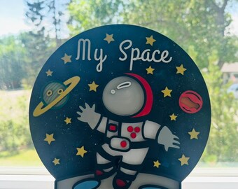 Personalized Space Plaque, Custom Kids Room Sign, Nursery Decor