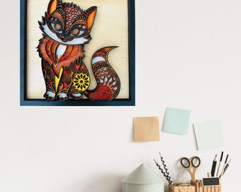 3D Cat Wood Art, Multi-Layer Mandala, Laser Cut Wall Decor
