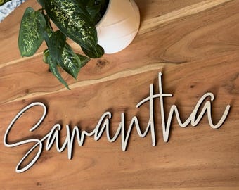 Placa de madeira personalizada com nome, decoração de parede personalizada para berçário