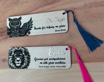 Personalized Engraved Wood Bookmark, Teacher Appreciation Gift