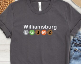 Camiseta de Williamsburg / Camiseta del metro de Nueva York / Camiseta de la ciudad de Nueva York / Camiseta de New Yorker / Camiseta de Nueva York / Camiseta de Brooklyn / Regalo para amantes de Nueva York