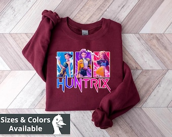 Moletom infantil Huntrix | Camiseta infantil de caçadora de demônios Kpop | Presente para fã de Huntrix | Moletom infantil Kpop com capuz | Moletom para fãs da Saja | Camiseta de caçadora de demônios