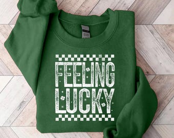 Sweatshirt St Patrick Feeling Lucky, gezellige St Paddy Day-trui met ronde hals, Irish Lucky Shamrock-trui, grappig Iers St Paddys Day-T-shirt