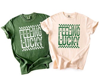 Shirt St Patrick Feeling Lucky, grappig Iers T-shirt St. Paddys Day, Graphic T-shirt Lucky Clover, 17 maart feestoutfit