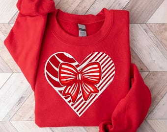 Sweatshirt hart valentijnskaarten, retro coquette love-t-shirt, sweater met strik dames harten dames, Valentijn shirt leraar, shirt moeder hart