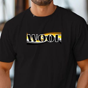 WOOF Gay Bear Brotherhood T-Shirt - LGBTQ+ Pride Bear Flag Vortex Tee - Bold Playful Bear Community Shirt for Cubs, Otters & Daddies Parade