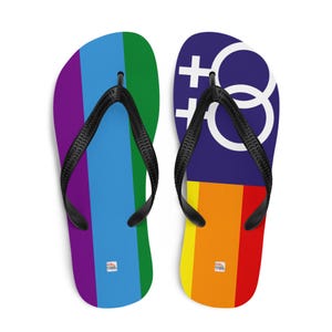 Lesbian Pride Flag Flip-Flops: Double Venus LGBTQ+ Beach Sandals