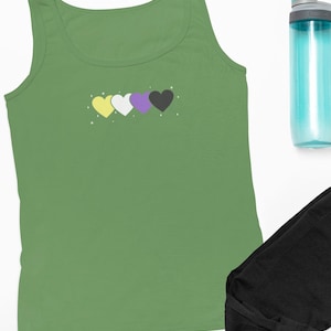 Non Binary Pride Tank Top, 4 Hearts LGBTQIA+ Nonbinary Genderqueer Gift, Queer Summer 2025 Festival Shirt, Pride Parade Party Festival Wear
