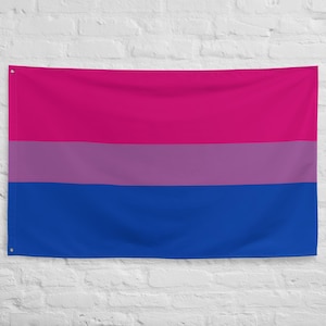 Bisexual Pride Flag, Bi Visibility All Over Print LGBTQ+ Banner, Queer Wall Decor, Bi Pride Parade Party  Fun Gift, Indoor Outdoor LGBT Flag