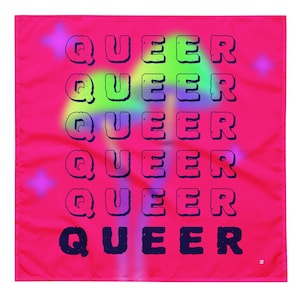 Psychedelic Queer Pride Bandana: Trippy Mushrooms & Stars