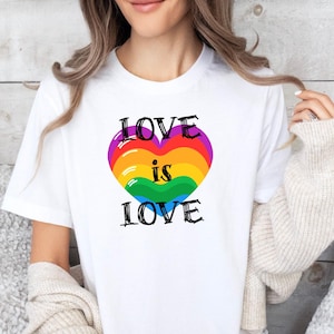 Love Is Love LGBTQ Pride T-Shirt: Rainbow Heart, Equality Apparel