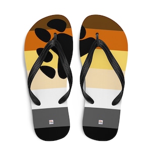 Bear Pride Flag Flip-Flops, LGBTQ+ Gay Bear Community Sandals, Unisex Beach Slides, Comfortable Summer Festival Shoes, Pride Parade Fun Gift