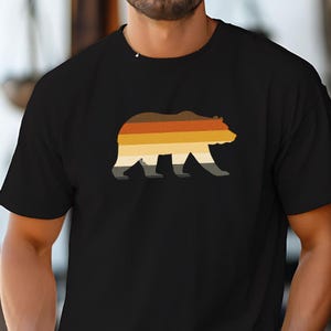 Gay Bear Pride T-Shirt, LGBTQ Bear Shirt, Bear Silhouette Tee, Gay Bear Flag Colors, Pride Parade Shirt, Gay Bear Gift, Bear Community Tee