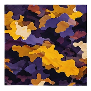Nonbinary Pride Camo Bandana, All Over Print LGBTQ Headband in Yellow, White, Purple & Black Camouflage, Queer Enby Gift, Genderfluid Style