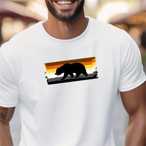 Gay Bear Flag T-Shirt, Bear Pride Shirt, LGBTQ Brush Stroke Design, Bear Silhouette Tee, Gay Bear Brotherhood Apparel, Pride Parade Gift