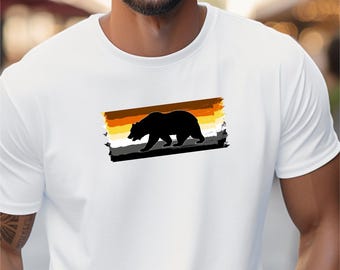 Gay Bear Shirt, Black Silhouette design, Daddy Gift, LGBTQ Pride Cotton Tee