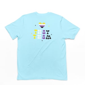 Non-Binary Pride T-Shirt - They/Them Pronouns LGBTQ+ Tee - Genderqueer Heart Non-Binary Flag Colors Shirt - Inclusivity Equality Parade Gift