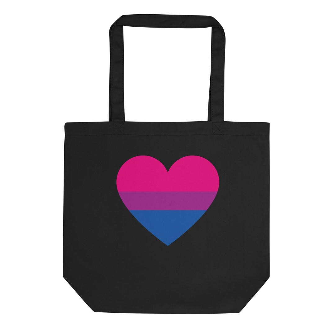 Subtle Bi Bag Bisexual Pride Heart Tote Bag, LGBTQ+ Eco Reusable Bag, Bi Flag Colors ...