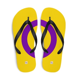 Intersex Pride Flagge Flip-Flops, LGBTQ+ Sandalen, Unisex Bequeme Strand Pantoletten, Sommer Festival Schuhe, Geschenkidee für Pride Parade, Queer Rechte