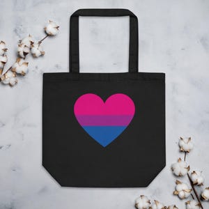 Subtle Bi Bag Bisexual Pride Heart Tote Bag, LGBTQ+ Eco Reusable Bag, Bi Flag Colors ...