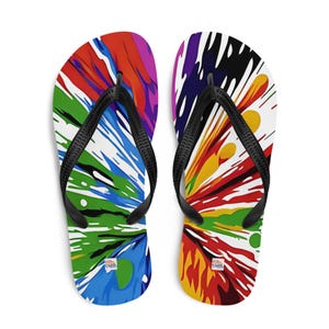 Color Splash LGBTQ+ Flip-Flops, Rainbow Pride Sandals, Unisex Comfortable Beach Slides, Summer Festival Shoes, Colorful Pride Fun Gift Idea