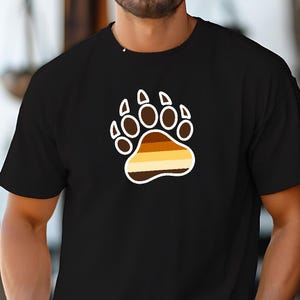 Gay Bear Pride T-Shirt, Bear Paw Tee, LGBTQ Shirt, Gay Bear Flag Colors, Gay Bear Gift, Bear Pride Clothing, LGBTQ Bear Shirt, Pride Fun Tee