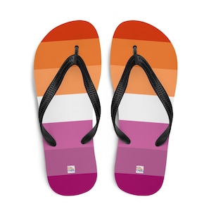 Lesbian Pride Flag Flip-Flops, LGBTQ+ Sandals, Lesbian Pride Slides, Unisex Comfortable Beach Sandals, Summer Festival Shoes, Fun Gift Idea
