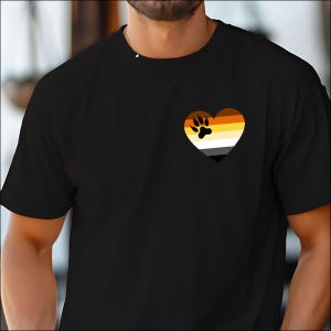 Gay Bear Pride T-Shirt: Brotherhood Flag Heart, LGBTQ Clothing