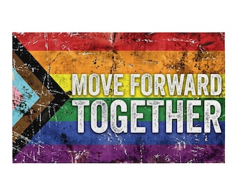 Regenbogen Fortschritt Pride Flagge, abgenutzte LGBTQ Wanddekoration, Polyester Banner, Queer Geschenk, Gay Community Flagge