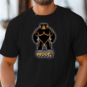 T-shirt Gay Bear WOOF, LGBTQ Bear dierenvriend shirt, Daddy Bear Cub Otter T-shirt, cadeau voor hem, kamperen wandelen natuur buitenshuis, grappige gymkleding