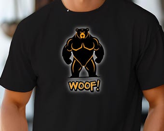 Gay Bear Shirt, WOOF typography design, Daddy Gift, LGBTQ Pride Cotton Tee