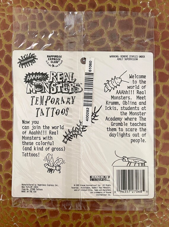 Vintage Aaahh!!! Real Monsters Temporary Tattoos Nickelodeon - Etsy