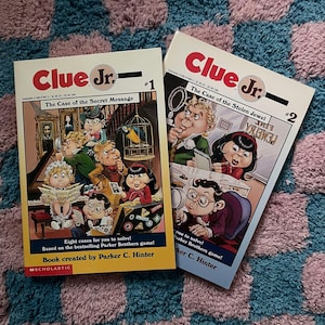 Vintage Clue Jr. Books (2) - #1 The Case of the Secret Message & #2 The Case of the Stolen Jewel - 1990&#39;s Children&#39;s Mystery Fiction