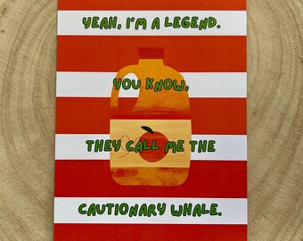 The Cautionary Whale Postcard Print | Juno Inspired Design | Bookish / Bookworm Gift | Handmade Digital Art