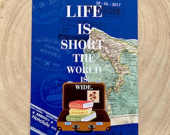 The World Is Wide Postcard Print | Mamma Mia Inspired Design | Bookish / Bookworm Gift | Handmade Digital Art